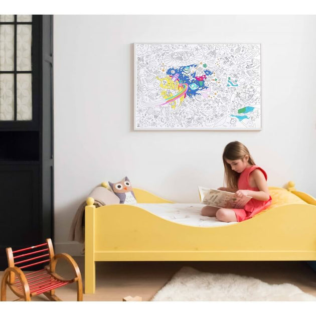 Poster Géant à Colorier Enfants 119,4 X 180,3 Cm – Affiche Dessin Animé Avec 18 Feutres, Activité Créative Et Décoration