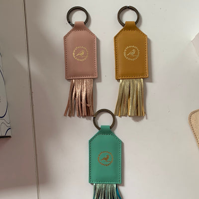 Porte Clés femmes cuir et pompom