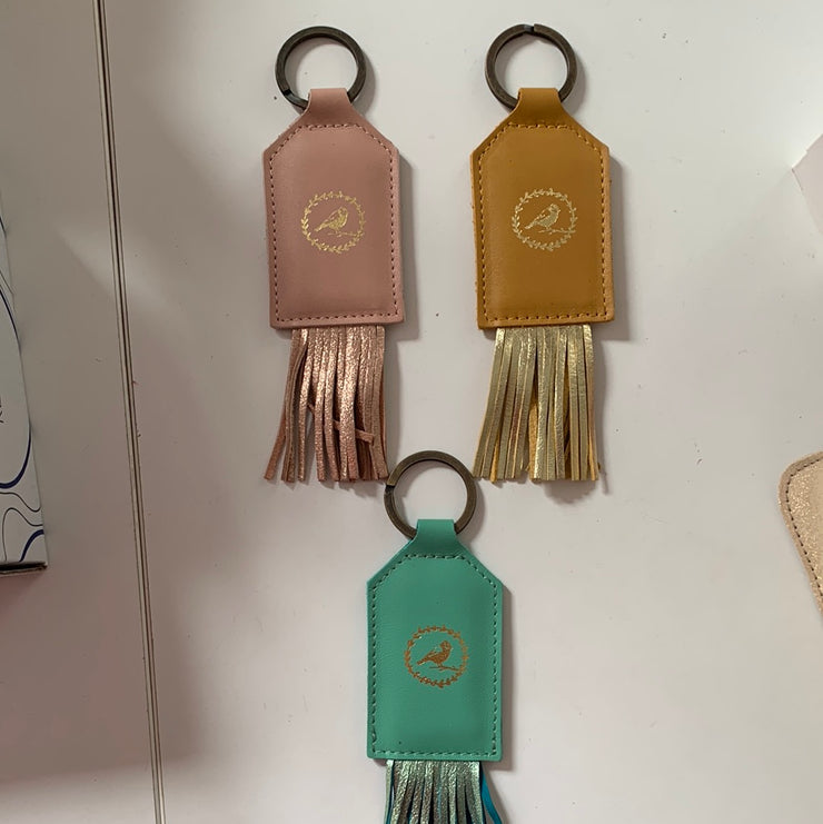 Porte Clés femmes cuir et pompom