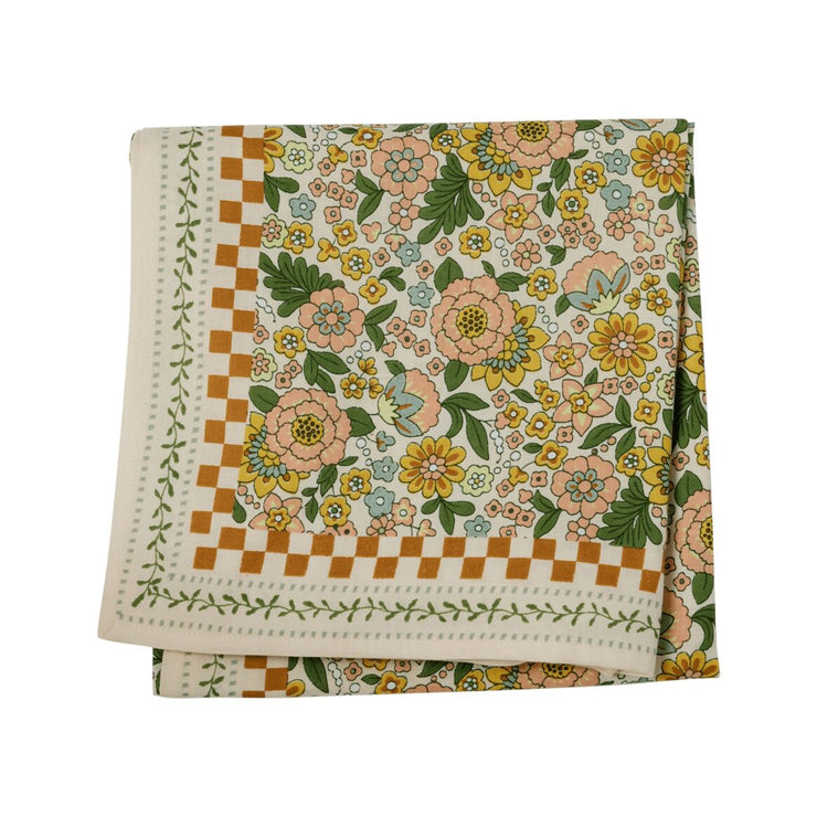 Foulard imprimé  "Fleurs Indiennes" Amaia rose corail - Bonheur du Jour