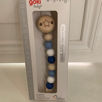 Accroche tétine billes bleu/blanc - Goki