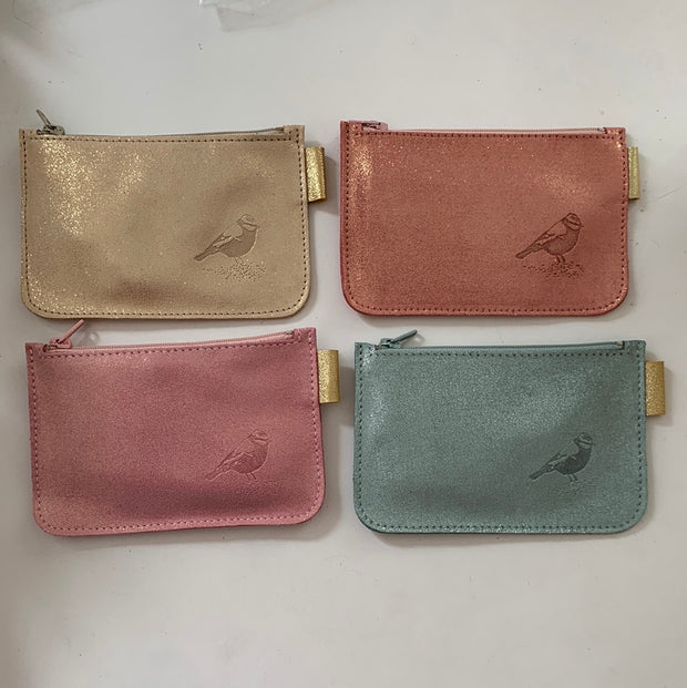 Porte monnaie cuir pailleté