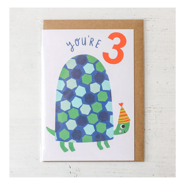 Carte anniversaire 3 ans Tortue - Mifkins