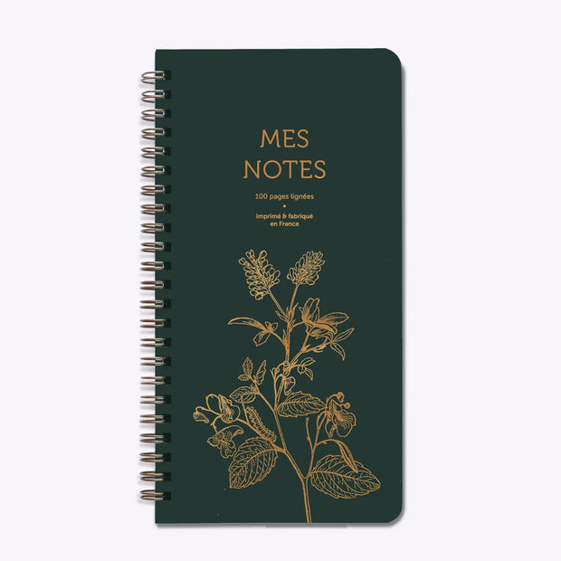 Carnet Bloc Haut "Gravure Botanique" Vert Sapin - Les Editions du Paon