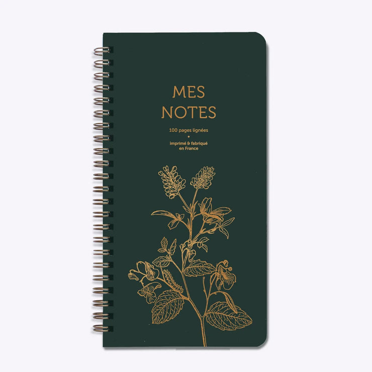 Carnet Bloc Haut "Gravure Botanique" Vert Sapin - Les Editions du Paon