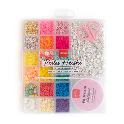 Boite de 16 couleurs de perles heishi pop - La petite épicerie