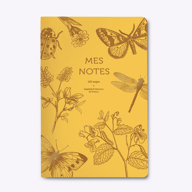 Carnet Dos Carré Papillons -  Jaune Orangé - Les Editions du Paon