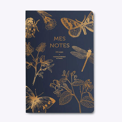 Carnet Dos Carré Papillons - Bleu Marine - Les Editions du Paon