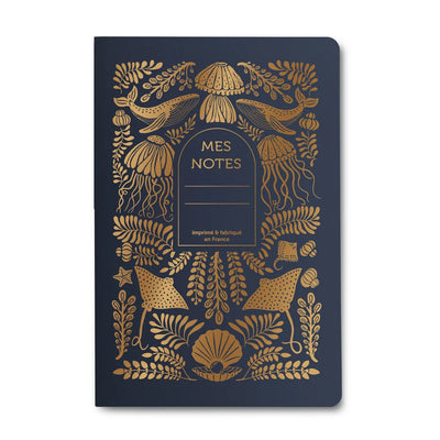Carnet Dos Carré Abysses -  Bleu Marine - Les Editions du Paon