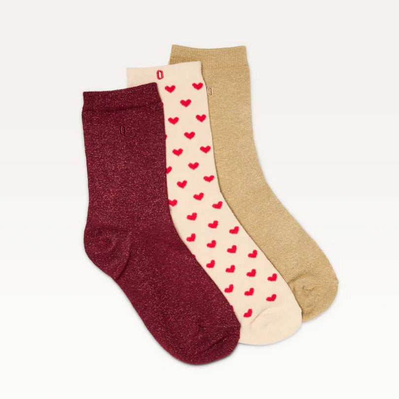 Pack de paires de Chaussette Fantaisie Coeur Rouge – French