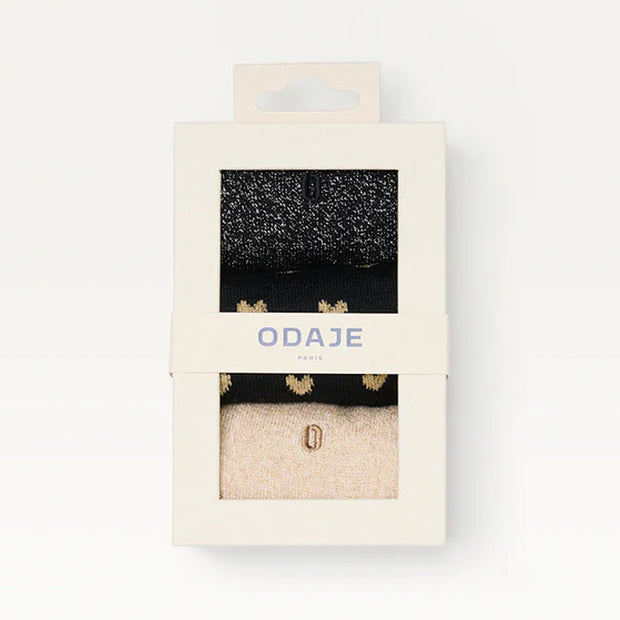 Pack de 3 Chaussettes - Fantaisie Petit Coeur Noir Doré