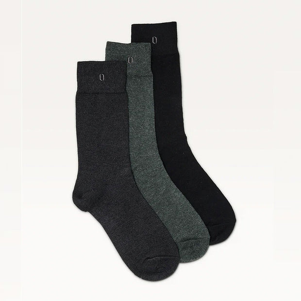 Pack de 3 Chaussettes - Chiné Noir, Gris & Vert 43-45