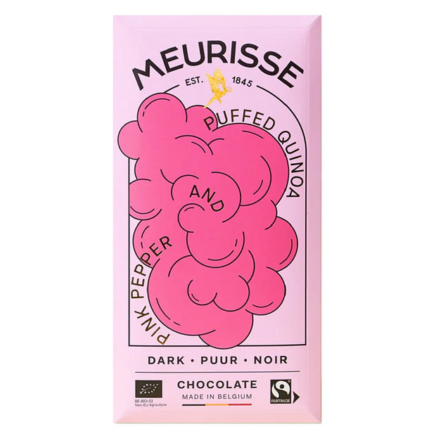 Tablette Chocolat noir au quinoa soufflé & poivre rose - Meurisse