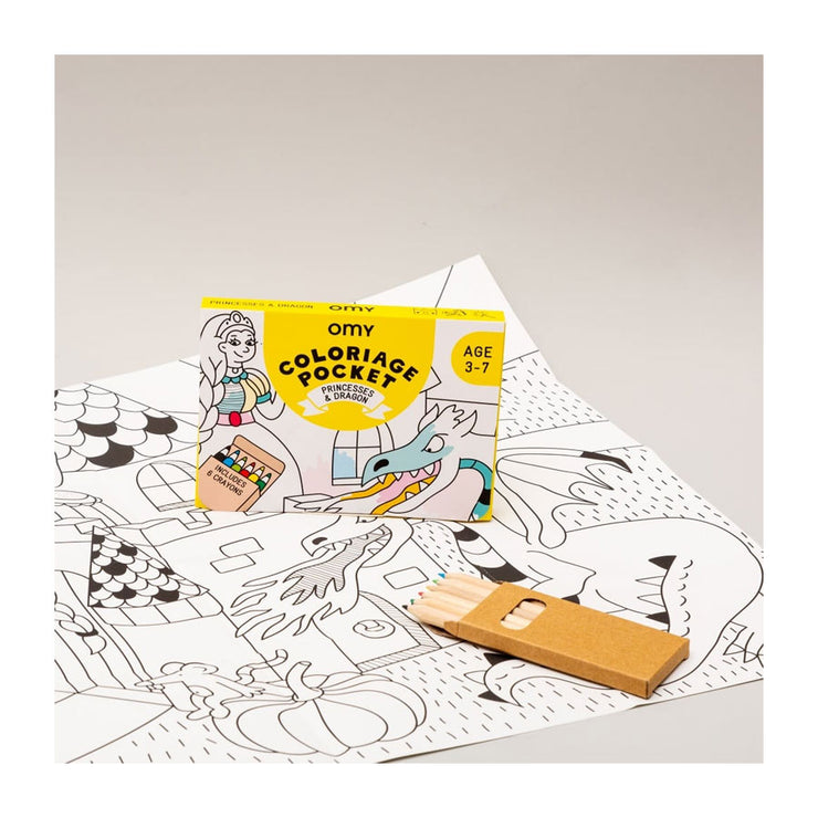 Coloriage pocket - Princesses et dragons