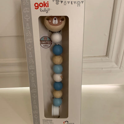 Accroche tétine boule turquoise/blanc - Goki