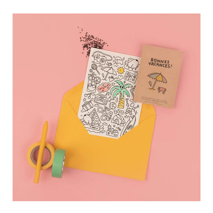 Carte A Colorier Bonnes Vacances - La Fabrique à sachets