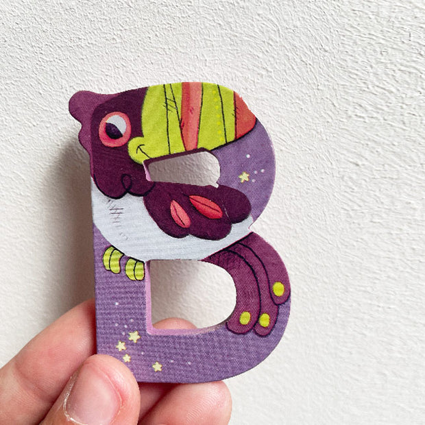 Lettre en bois B violet - Moulin Roty
