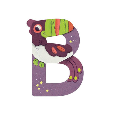 Lettre en bois B violet - Moulin Roty