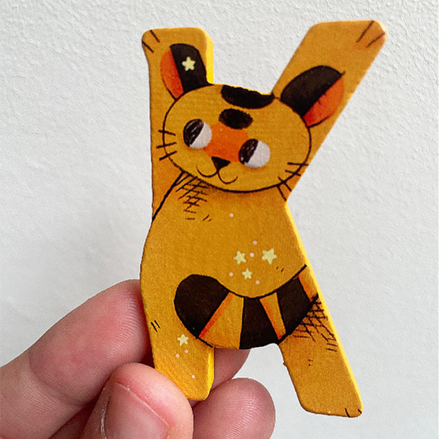 Lettre en bois K orange - Moulin Roty