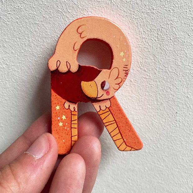 Lettre en bois R orange - Moulin Roty