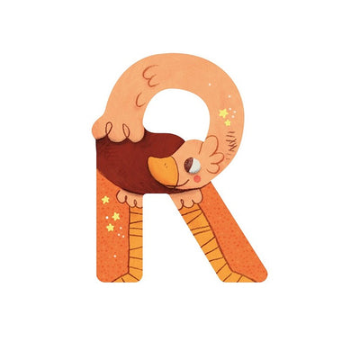 Lettre en bois R orange - Moulin Roty