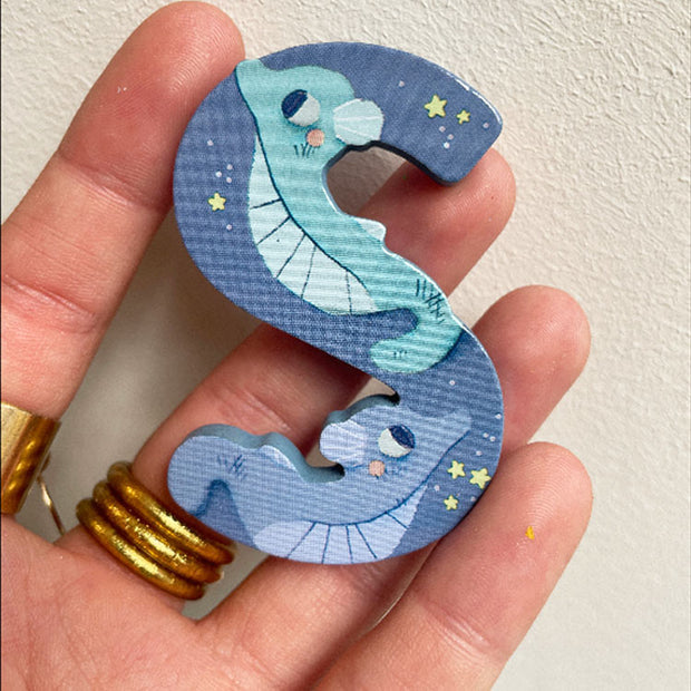 Lettre en bois S bleu - Moulin Roty
