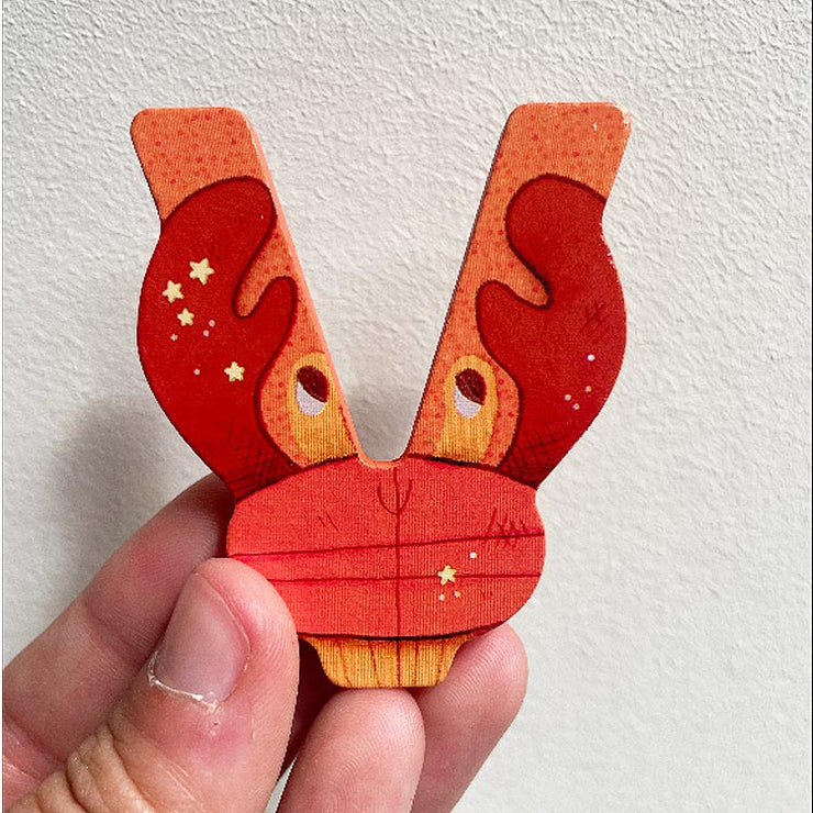 Lettre en bois V orange - Moulin Roty