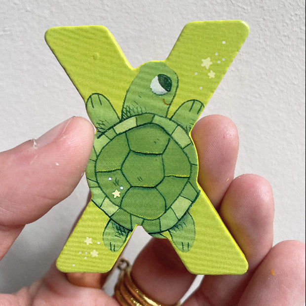 Lettre en bois X vert - Moulin Roty
