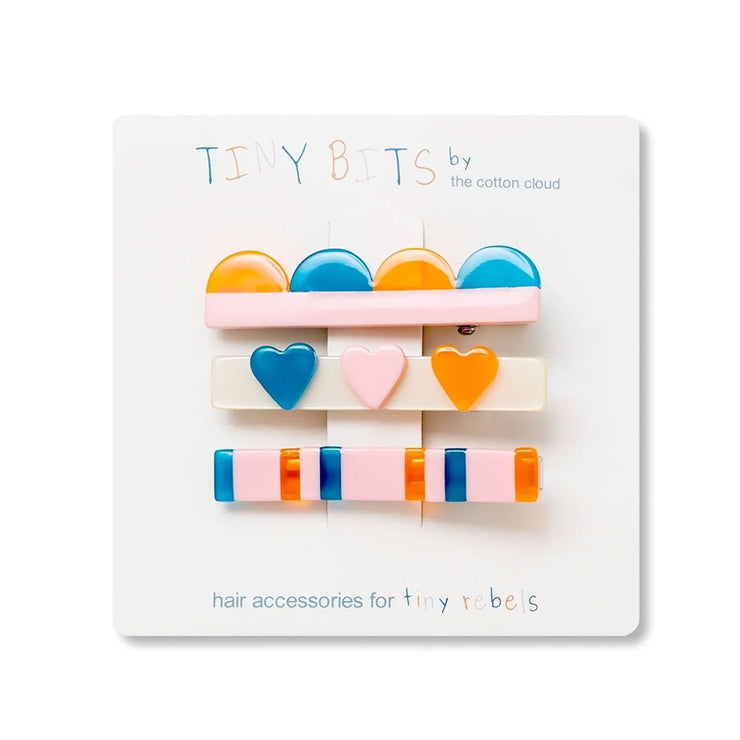 Lot de 3 barrettes coeur bleu q- The Cotton cloud