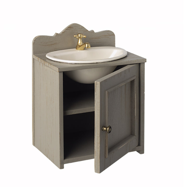 Meuble miniature salle de bain bois gris - Maileg