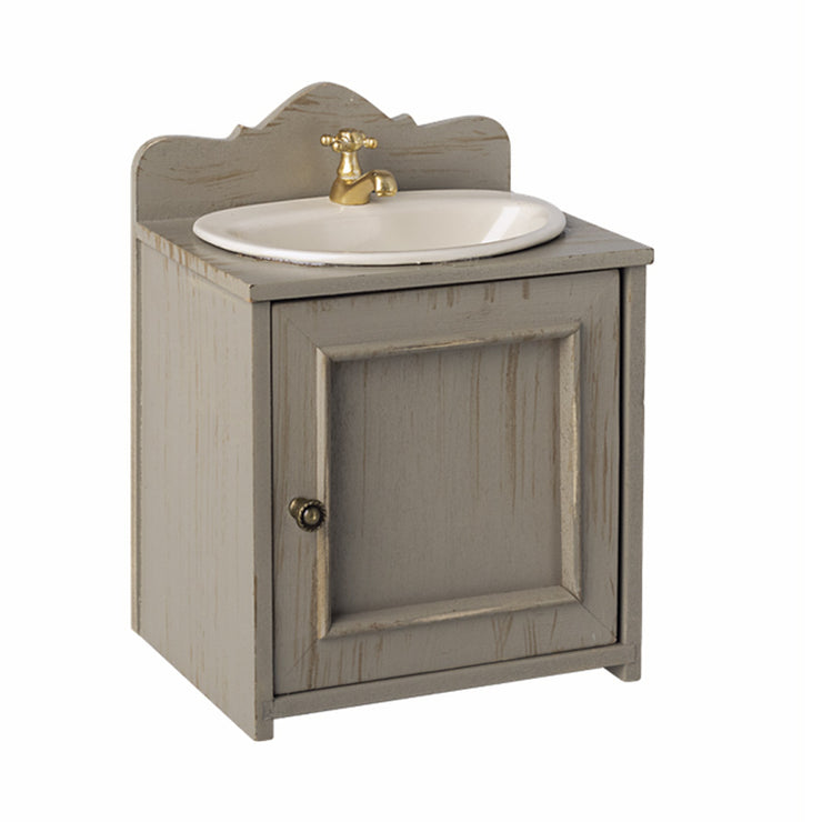 Meuble miniature salle de bain bois gris - Maileg