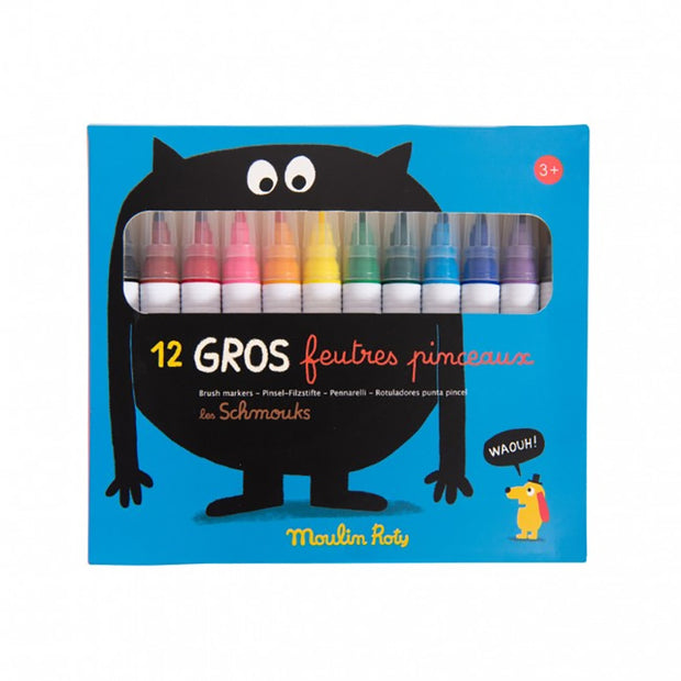 12 gros feutres pinceaux les Schmouks-Moulin Roty