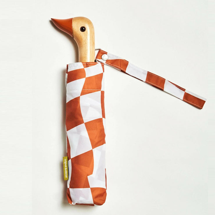 Parapluie Compact Canard Damier Terracotta - Original Duckhead