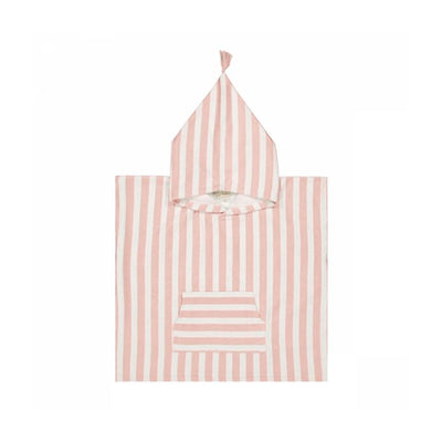 Poncho de bain Suzon rayé rose et blanc - Rose in april
