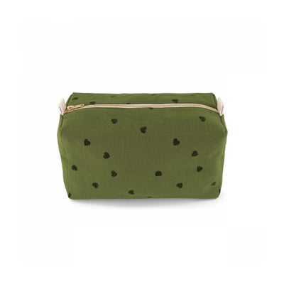 Trousse de toilette Kaki coeurs noirs - Rose in April