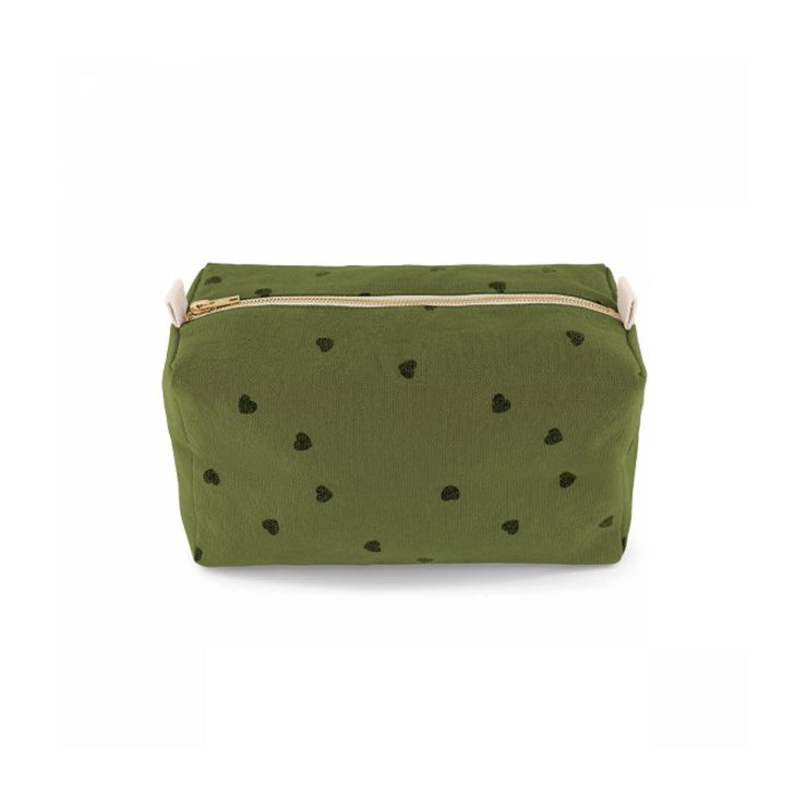 Trousse de toilette Kaki coeurs noirs - Rose in April