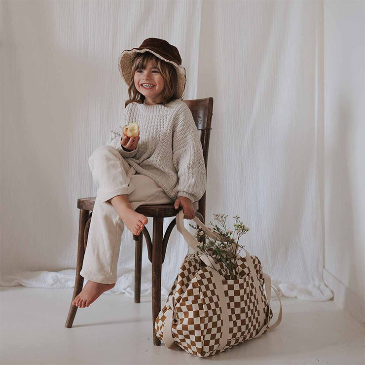Sac à Langer Damier Écru / Caramel - Rose In April