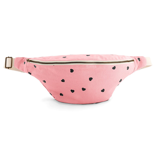 Sac Banane Strawberry Motif Coeur Noir - Rose In April