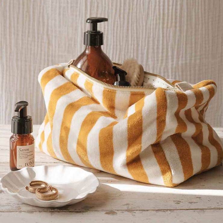 Trousse de toilette Vic rayures moutarde - Rose In April