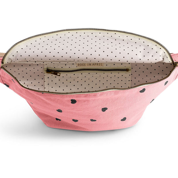 Sac Banane Strawberry Motif Coeur Noir - Rose In April