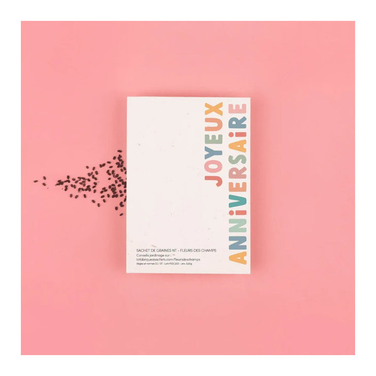«Joyeux Anniversaire » Sachet de graines Fleurs des Champs - La Fabrique à Sachets