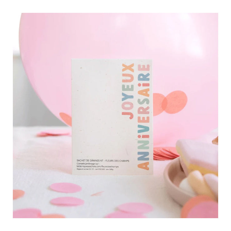 «Joyeux Anniversaire » Sachet de graines Fleurs des Champs - La Fabrique à Sachets