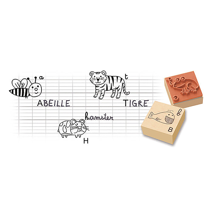 Tampons en bois alphabet des animaux