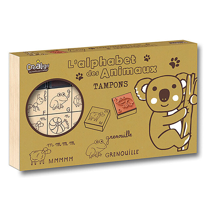 Tampons en bois alphabet des animaux