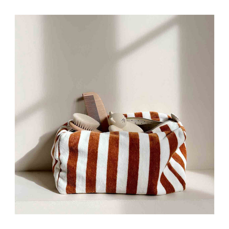 Trousse de toilette Vic éponge rayures caramel - Rose in April