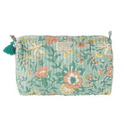 Trousse de toilette indienne INDIRA BLOSSOM VERT - Bonheur du Jour