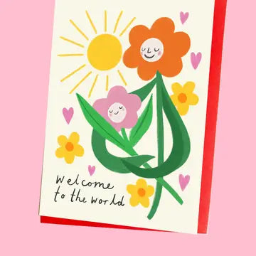 Carte de voeux New Baby Flower Face - Kitty Kenda Papergoods