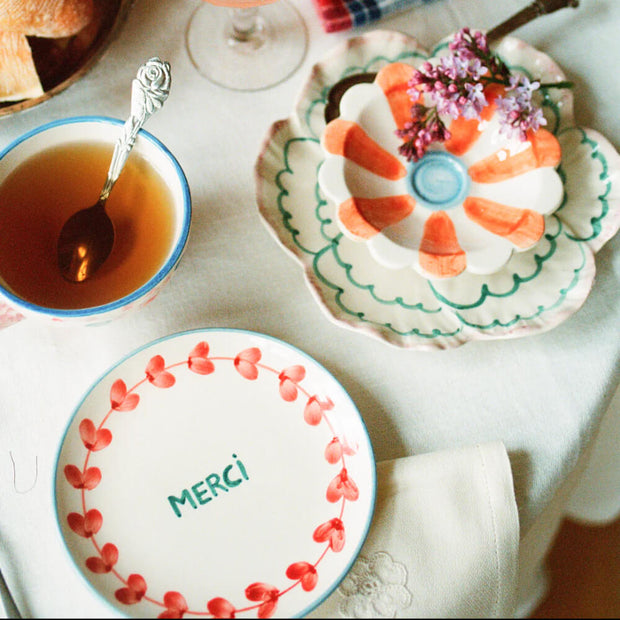 Assiette à Gâteau Coeurs Merci - Rice