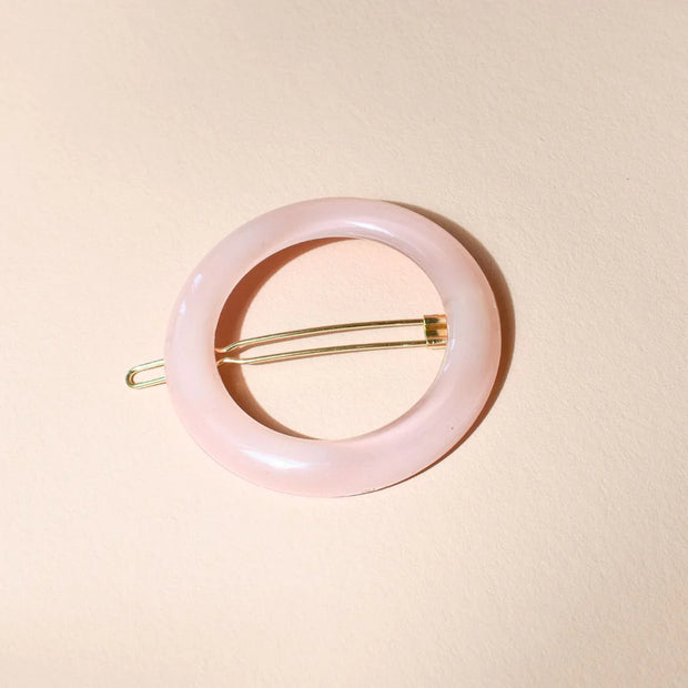 Barrette ronde Rose dragée - Bachca