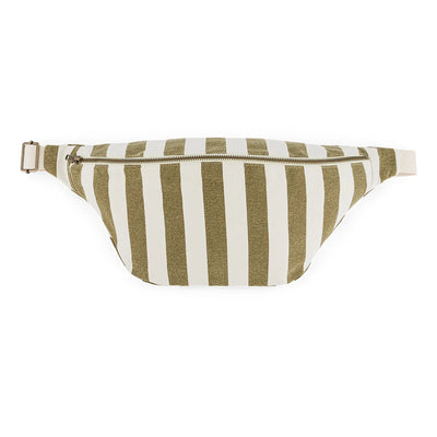 Sac Banane Rayures Olive / Ecru - Rose on April
